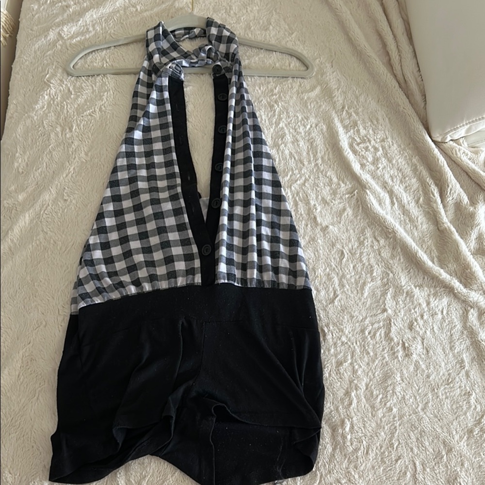 Black and White Checkered Sexy Mini Outfit